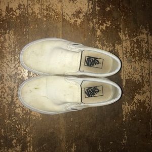 lightly worn all white slip-on vans